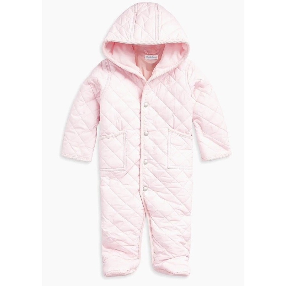 Ralph Lauren Baby Girls Water-Repellent Hooded Bunting 3 Months Pink